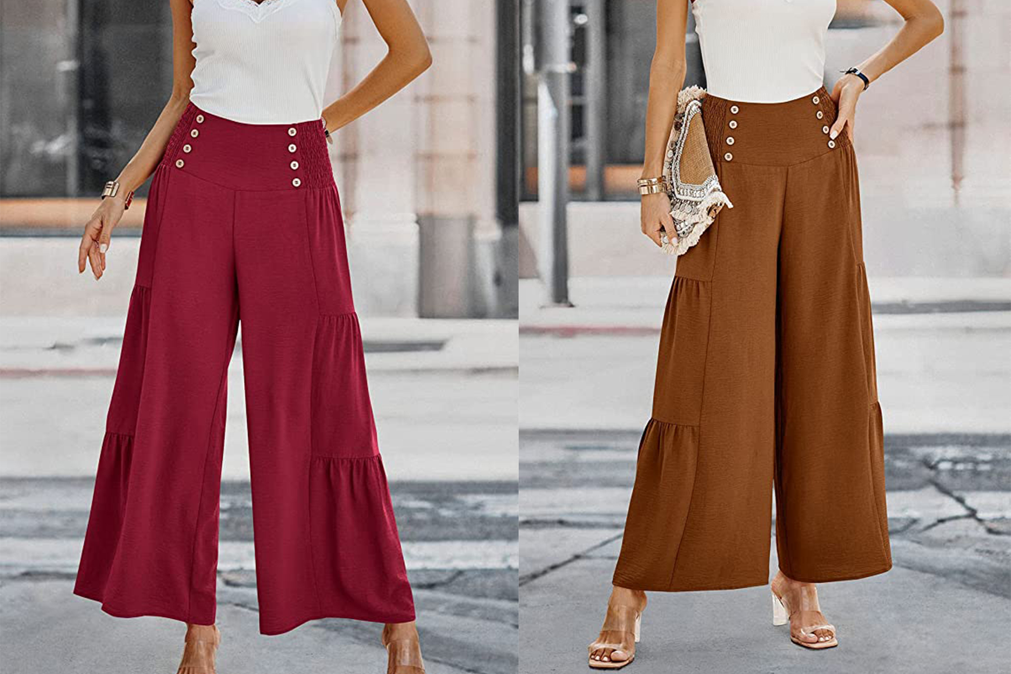 Solid Color Cotton Palazzo Pants in Bright Red PP0076 010000 12